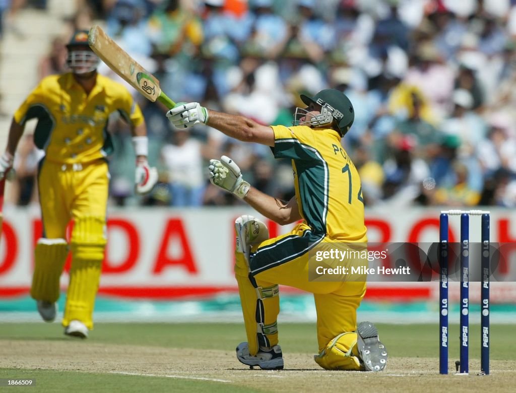 Ricky Ponting hits a six