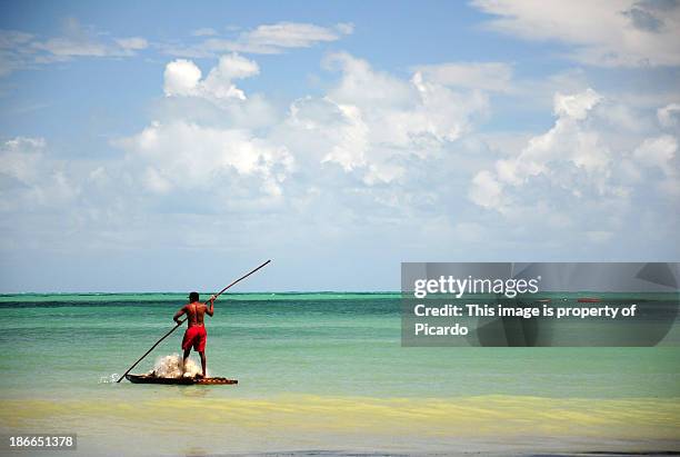 fisherman fishing in brazil - natal brasil stockfoto's en -beelden