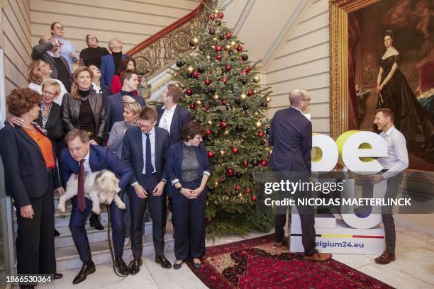 The ministers of the Federal Government with Petra De Sutter, Prime Minister Alexander De Croo, Ludivine Dedonder, Pierre-Yves Dermagne, Paul Van...