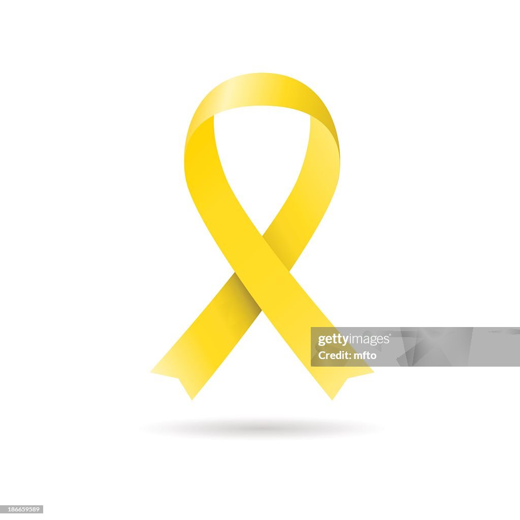 Single Yellow Commemorative Ribbon On A White Background High-Res ...