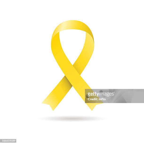 single yellow commemorative ribbon on a white background - yellow ribbon stock illustrations
