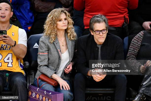 Kevin Bacon and Kyra Sedgwick attend a basketball game between the Los Angeles Lakers and the New York Knicks at Crypto.com Arena on December 18,...