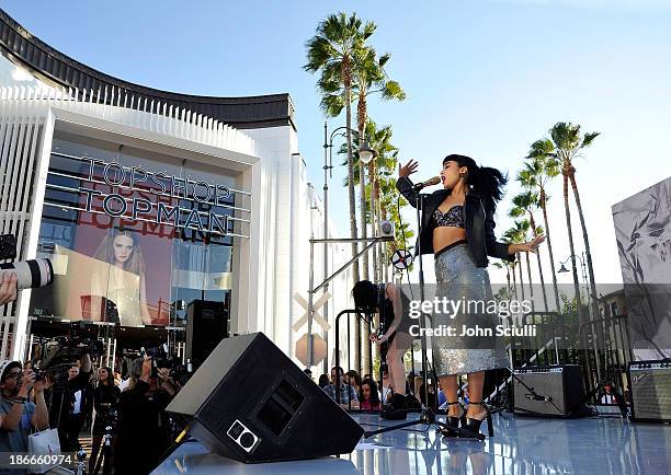 Natalia Kills and Topshop celebrate the holidays with a special performance by Natalia Kills at The Grove on November 2, 2013 in Los Angeles,...