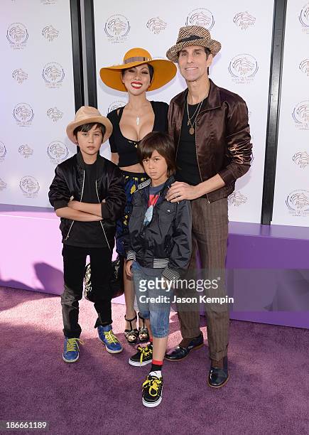 Musician Perry Farrell , wife Etty Lau Farrell and children Izzadore Bravo Farrell and Hezron Wolfgang Farrell attend the 30th Annual Breeders' Cup...