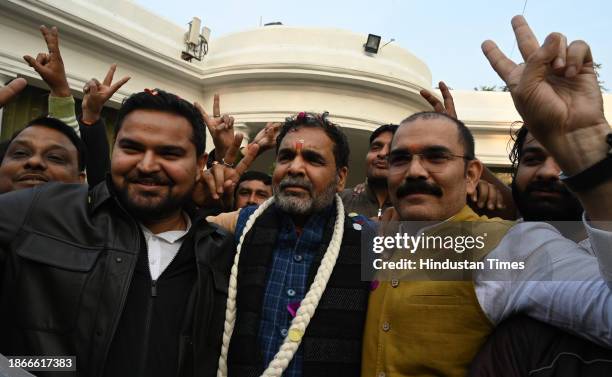 Newly-elected president of the Wrestling Federation of India Sanjay Singh at the Sharan residence on December 21, 2023 in New Delhi, India.