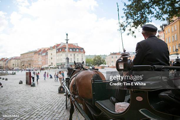 man on horse and carriage, warsaw, poland - carriage stock pictures, royalty-free photos & images