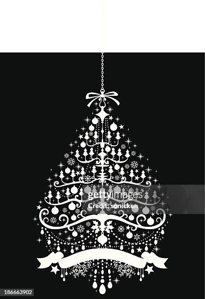 christmas chandelier silhouette - chandelier vector stock illustrations