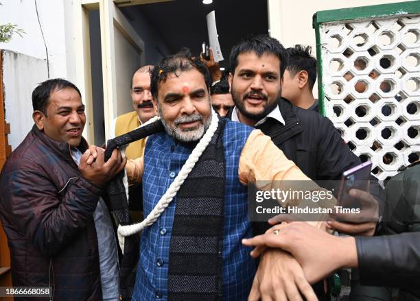 Sanjay Singh after winning the WFI president Elections on December 21, 2023 in New Delhi, India.
