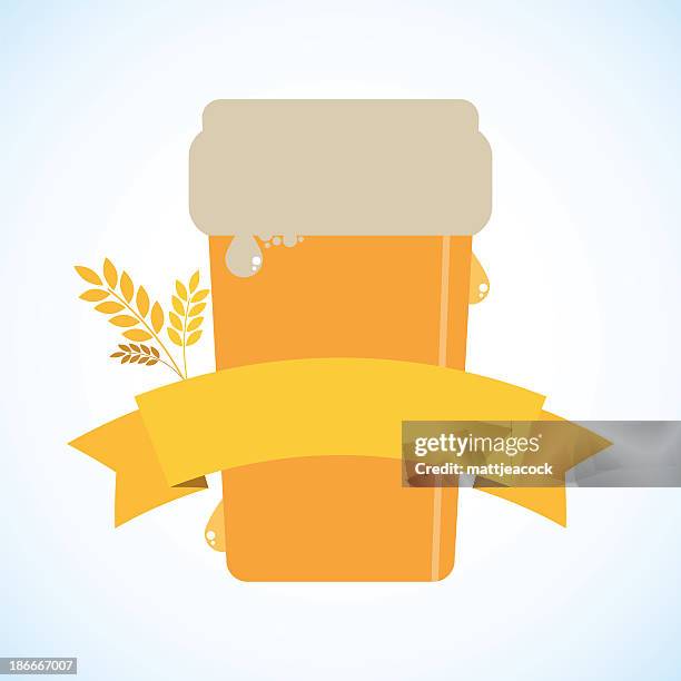 beer with a banner - raster image - cold beer stock illustrations