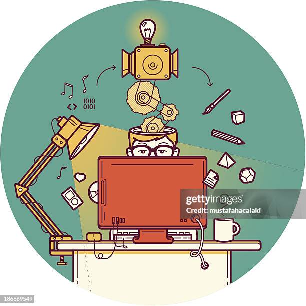 stockillustraties, clipart, cartoons en iconen met creative designer - industrial designer