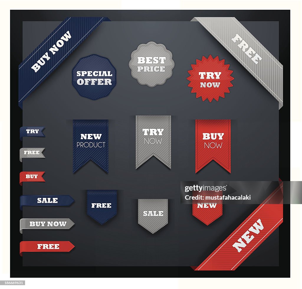 Button With Ribbon Premium Ribbons And Buttons High-Res Vector Graphic - Getty Images