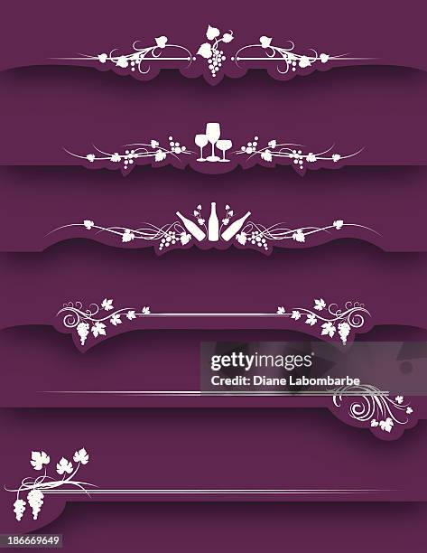 wine grapes tabs and page headers - wine splash stock illustrations