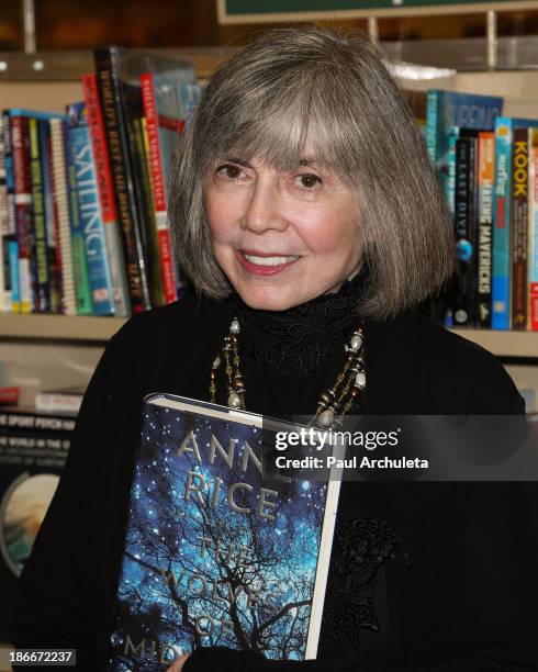 Authors Anne Rice and Christopher Rice sign copys of their new book "The Wolves Of Midwinter" at Barnes & Noble bookstore at The Grove on November 2,...