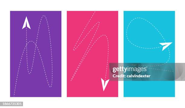 paper airplanes colored backgrounds - paper aeroplane stock illustrations