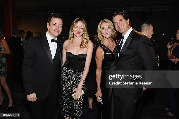 Television personality Jimmy Kimmel, wearing Gucci, writer Molly McNearney, Krista Levitan and producer Steven Levitan attend the LACMA 2013 Art +...