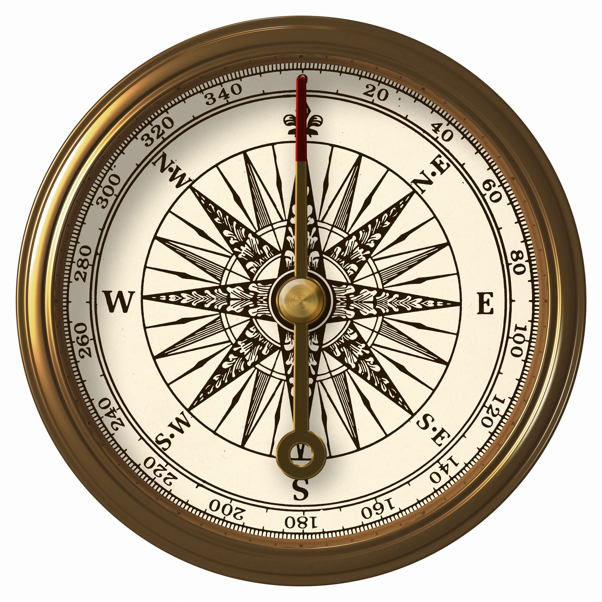 Antique Compass With Clipping Path Antique Compass With Clipping Path