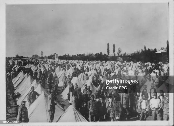 Austrian soldiers camped in Italy on the Piave Front during World War One, Italy, circa 1914-1919.