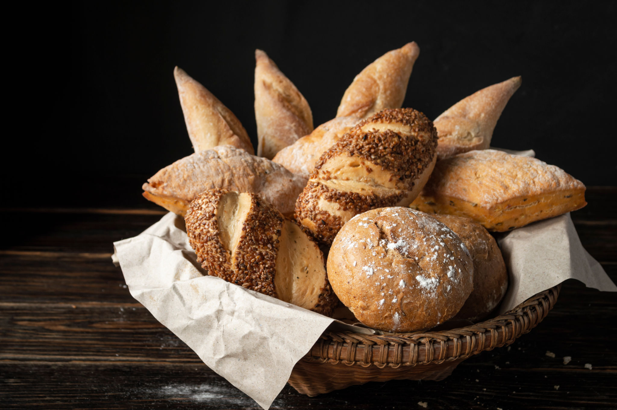 Various types of freshly baked brown bread Various types of freshly baked brown bread