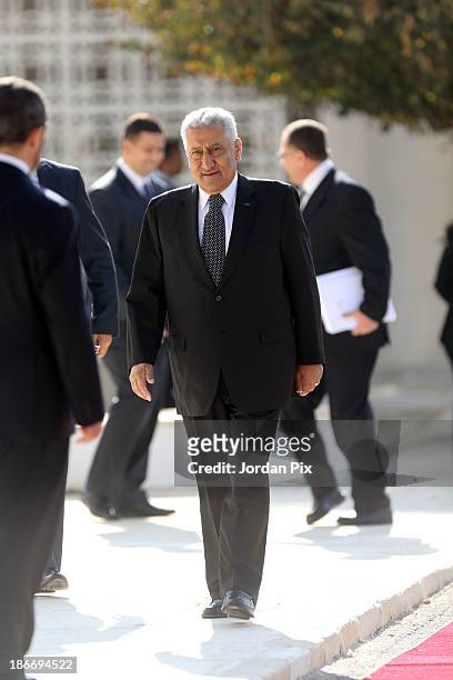 Jordanian Prime Minister Abullah Al Nsour arrives for the throne opening ceremony of the first ordinary session of the 17th Parliament on November 3,...