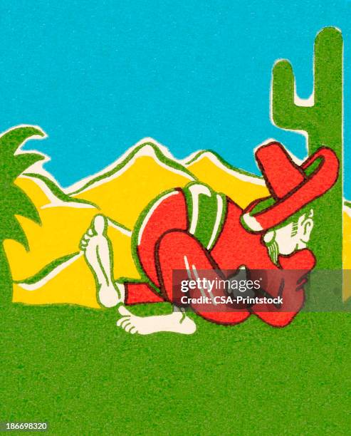 illustrations, cliparts, dessins animés et icônes de mexicaine faire une sieste - mexican sleeping sombrero