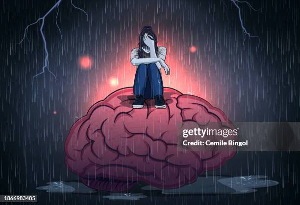 depression - only teenage girls stock illustrations