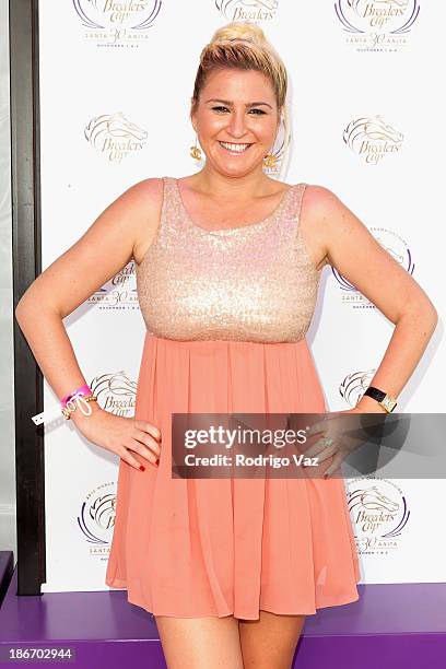 Personality Josie Goldberg arrives at the 30th Annual Breeders' Cup "Songs in The Saddle" at Santa Anita Park Racetrack on November 2, 2013 in...