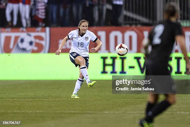 Rachel Buehler of the US Womenâs National Team in action against New Zealand at Columbus Crew Stadium on October 30, 2013 in Columbus, Ohio.