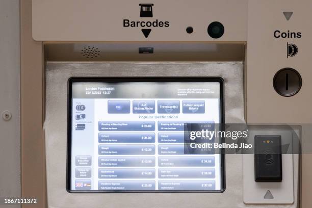 Ticket machine at Paddington Station on December 22, 2023 in London, England. It has been announced that rail fares are to increase by 4.9% from...