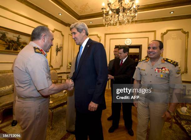 Secretary of State John Kerry meets with members of the Egyptian Department of Defence leadership, including the Defence Minister General Abdel Fatah...