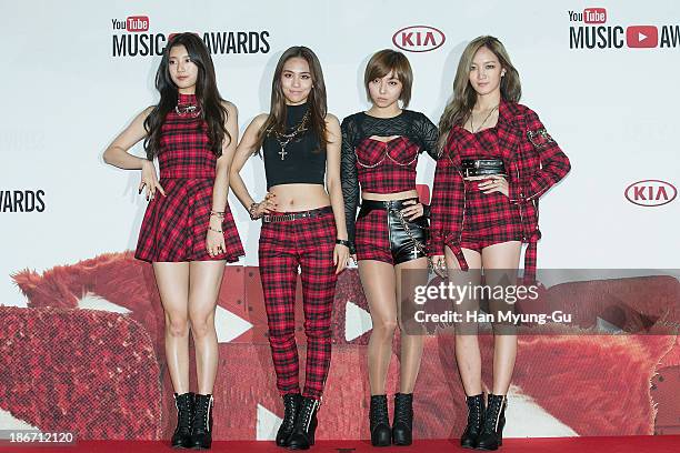 Suzy, Fei, Min and Jia attend the YouTube Music Awards at Kintex on November 3, 2013 in Seoul, South Korea.