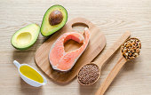 An assortment of foods with unsaturated fats