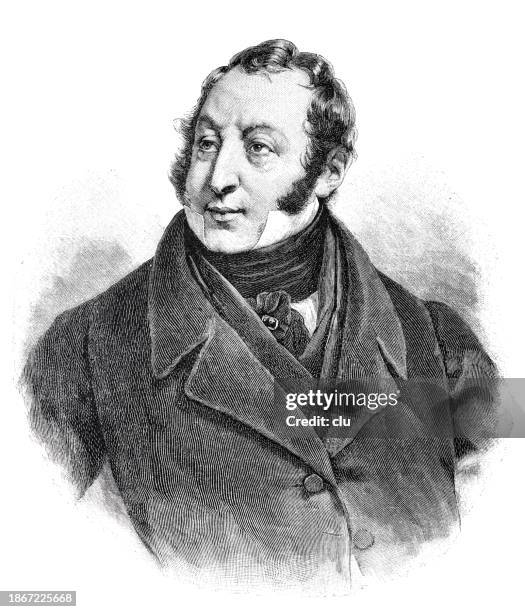 gioachino antonio rossini, italienischer komponist - komponist stock-grafiken, -clipart, -cartoons und -symbole