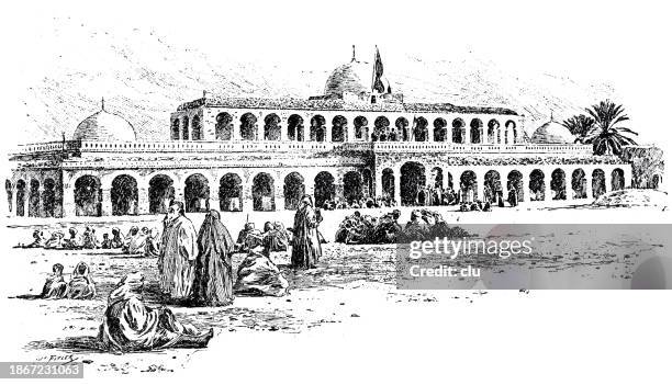french transsahara railway, touggourt, algeria - algeria stock illustrations