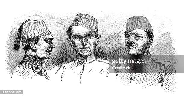 three men from bosnia and herzegovina, headshots - 1891 stock illustrations