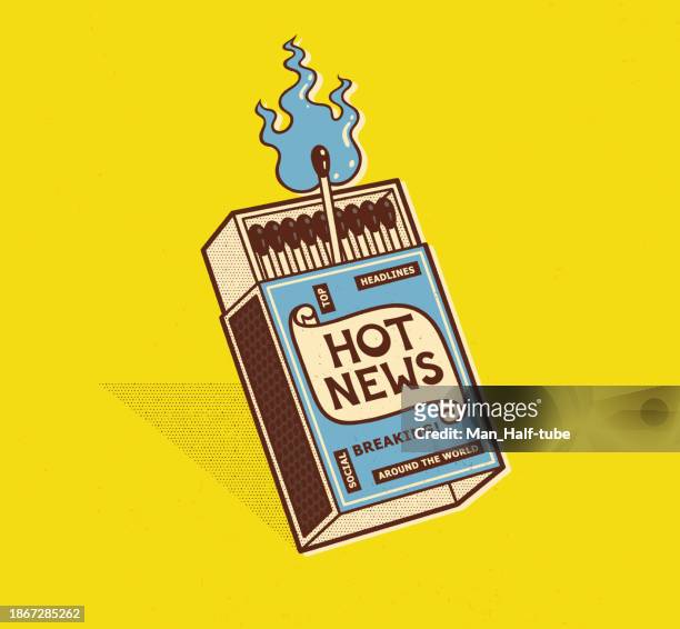 stockillustraties, clipart, cartoons en iconen met hot news, box of matches - breaker box
