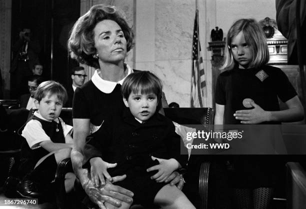 Ethel Kennedy with her children at a press conference in Washington D.C.