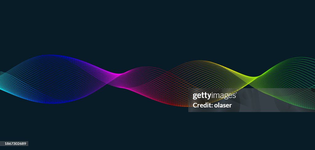 Colorful wave pattern on a dark background.