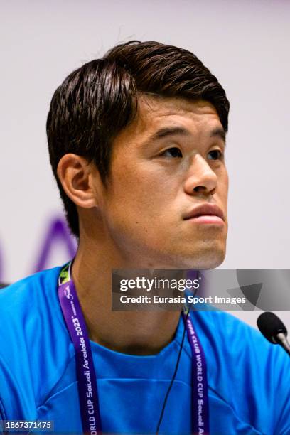 Hiroki Sakai of Urawa Reds talks during Urawa Reds Press Conference at King Abdullah Sports City on December 18, 2023 in Jeddah, Saudi Arabia.