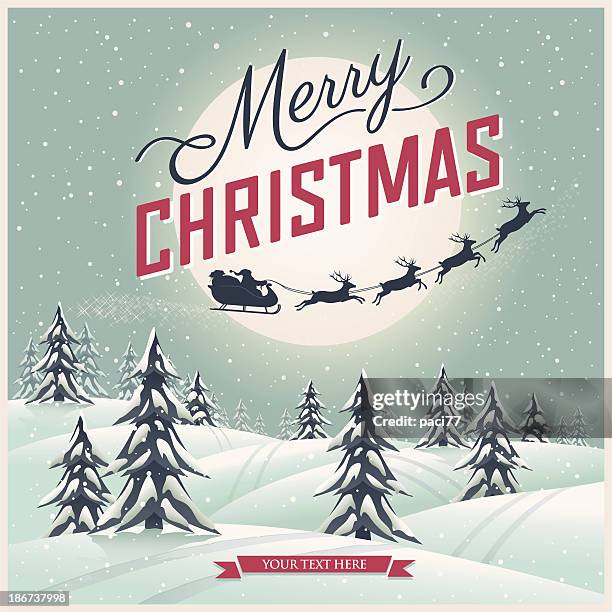 stockillustraties, clipart, cartoons en iconen met vintage santa claus sleigh - reindeer