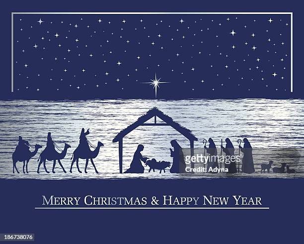 nativity card - religion stock illustrations