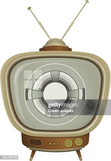 vintage-fernseher mit test pattern - testbild stock-grafiken, -clipart, -cartoons und -symbole