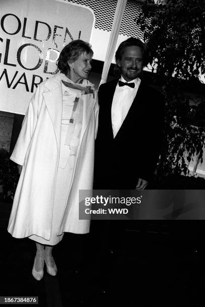 Outtake; Also ran W 3/1996 p.78; Actor Michael Douglas with his mother Diana attend the Golden Globe awards on January 22, 1996 in Hollywood,...