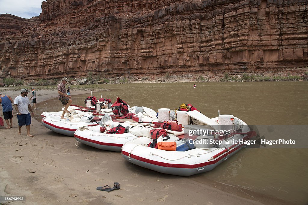 Rafters on shore