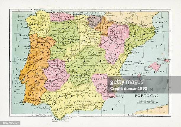 illustrations, cliparts, dessins animés et icônes de carte antique de l'espagne et du portugal - catalogne