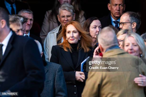 Rowling attends the memorial service for former Chancellor of the Exchequer Alistair Darling at St Margaret's Episcopal Cathedral on December 19,...