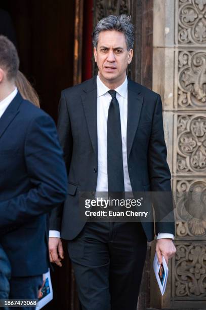 Shadow Secretary of State for Energy Security and Net Zero, Ed Miliband, attends attends the memorial service for former Chancellor of the Exchequer...