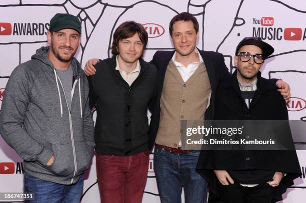 Dan Konopka, Andy Ross, Tim Nordwind and Damian Kulash of OK GO attends the YouTube Music Awards 2013 on November 3, 2013 in New York City.