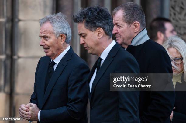 Sir Tony Blair, former British Prime Minister, Ed Miliband, Shadow Secretary of State for Energy Security and Net Zero and Alastair Campbell attend...