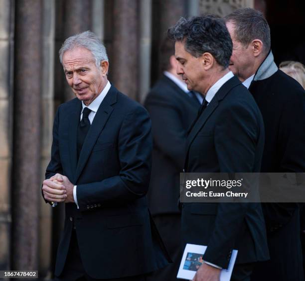 Sir Tony Blair, former British Prime Minister, Ed Miliband, Shadow Secretary of State for Energy Security and Net Zero and Alastair Campbell attend...