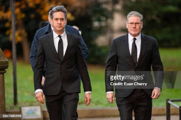 Shadow Secretary of State for Energy Security and Net Zero, Ed Miliband, and Leader of the Labour Party, Sir Keir Starmer attend the memorial service...